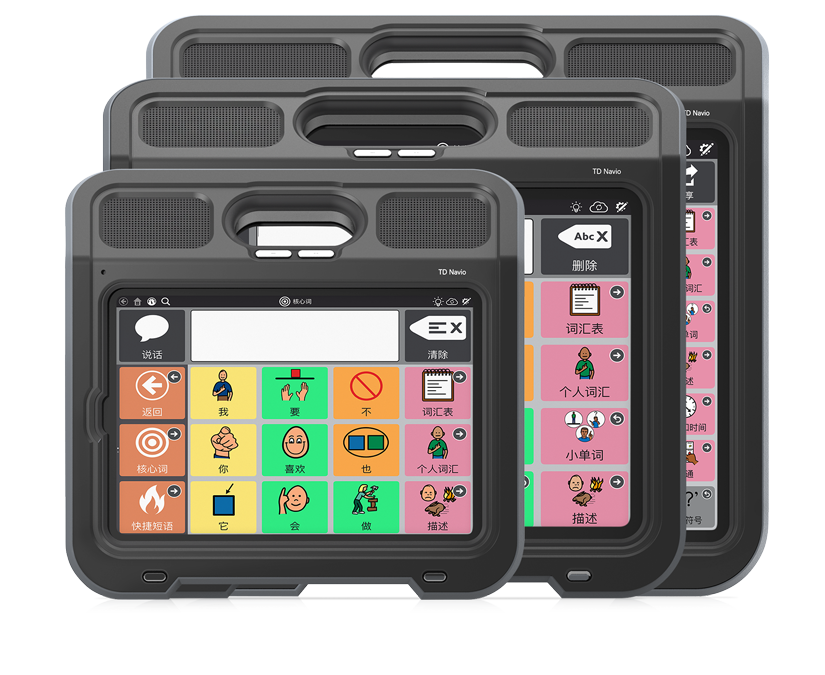 听到Tobii Dynavox TD Navio纳维 AAC 设备设有三种型号:迷你,中和大